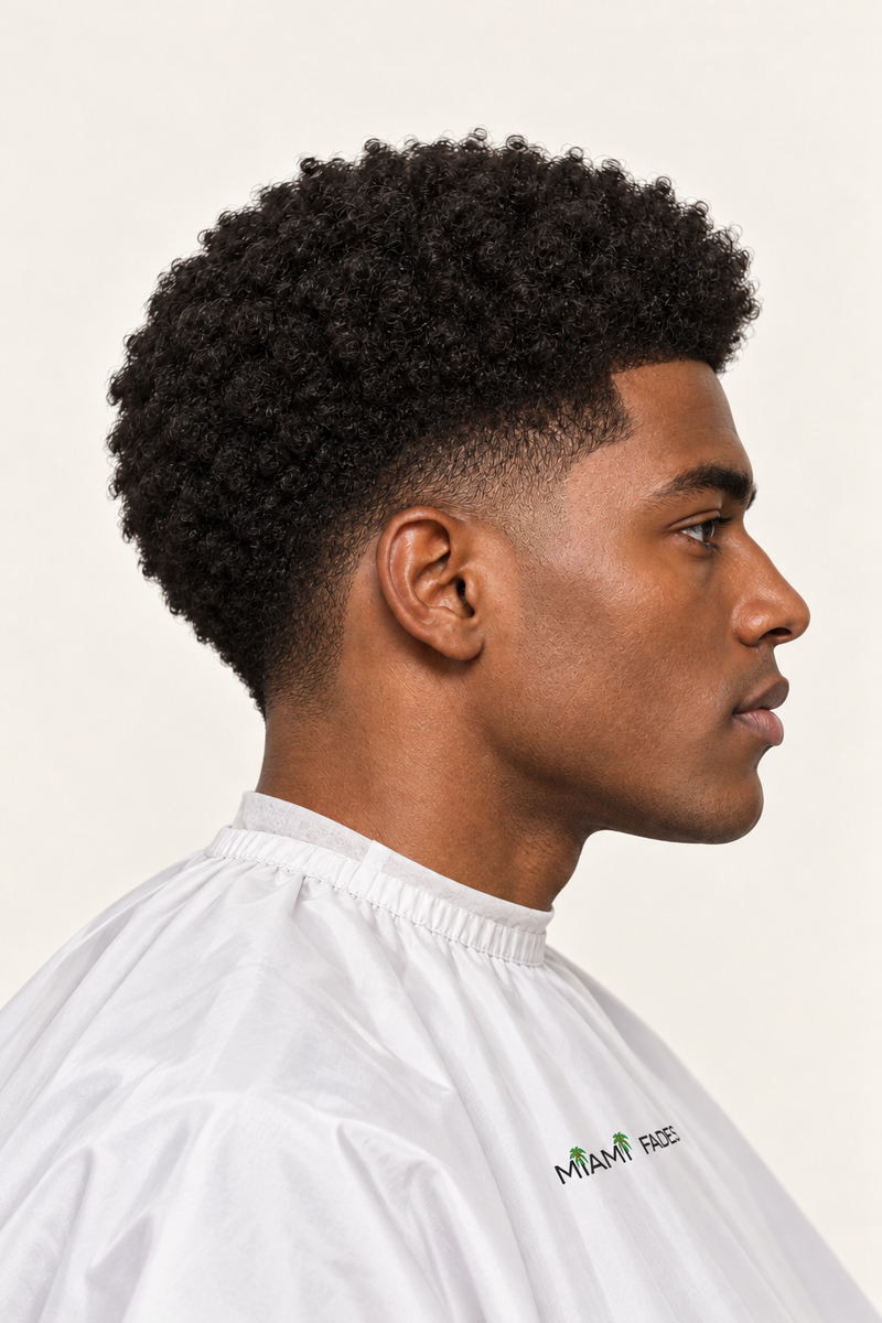 Afro taper haircut, side profile