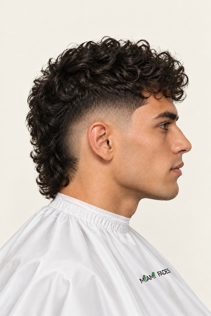 Burst fade haircut, side profile