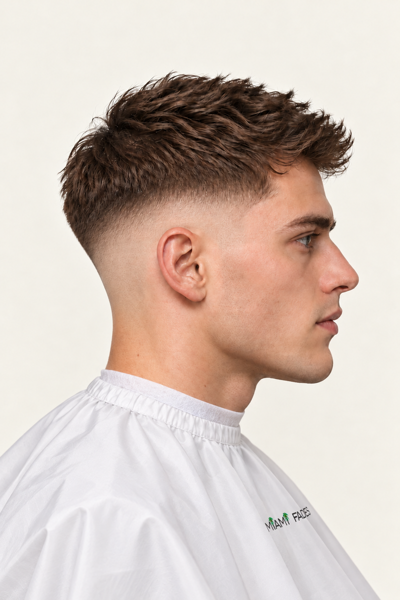 Skin fade haircut, side profile